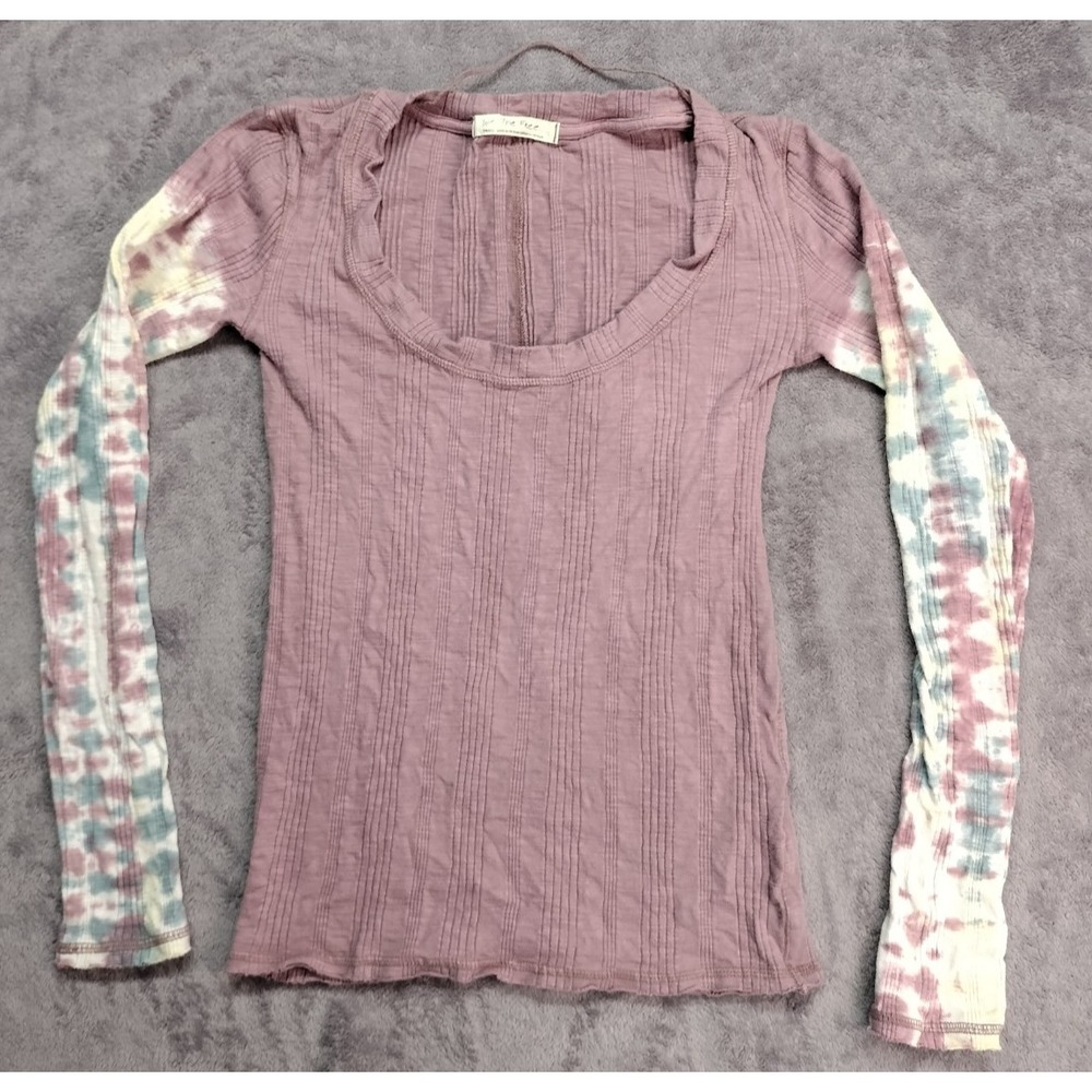 we the free size small long sleeve purple shirt tie dye hippie school prep